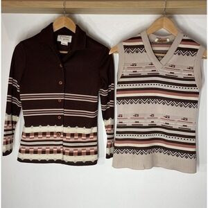 VTG 70s EMPRESS SPORTS Top Jacket Set KNIT Junior SZ 10 ( See Flaws